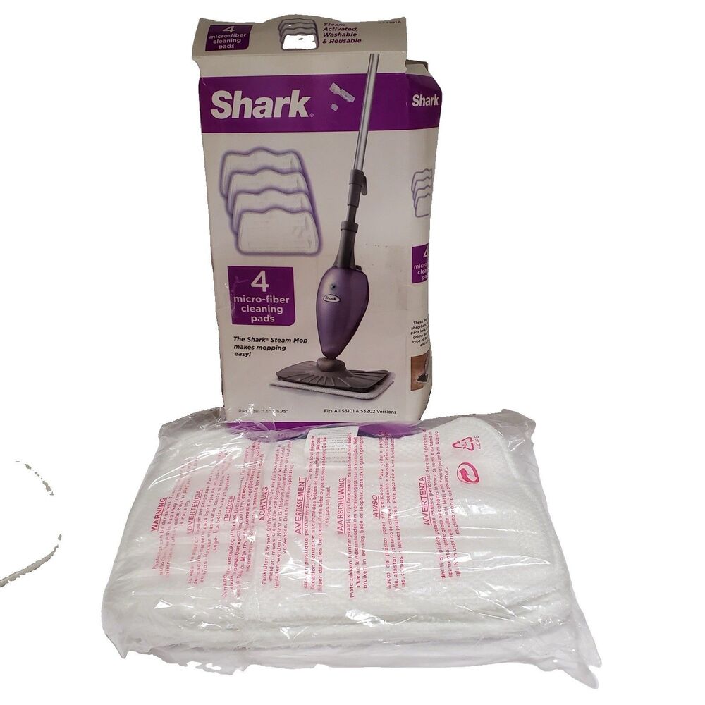 Shark Steam Mop 4 Micro-Fiber Cleaning Pads Washable XT3101A New for s3101 s3202